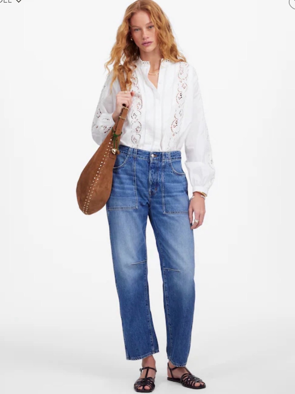 Madewell Darted Barrel Jeans - Blue Petite